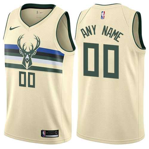 Men & Youth Customized Milwaukee Bucks Cream Nike City Edition Jersey